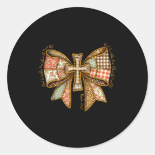 Sticker Rond Dieu Est En Elle Elle Ne Tombera Pas Nœud Coquette