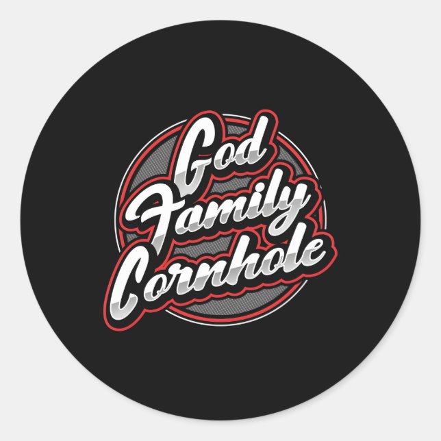 Sticker Rond Dieu Famille Cornhole (Devant)