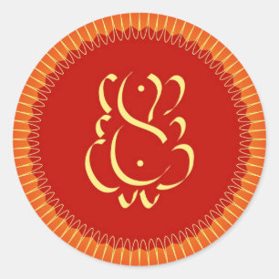Sticker Rond Dieu Ganesha avec rayons du soleil