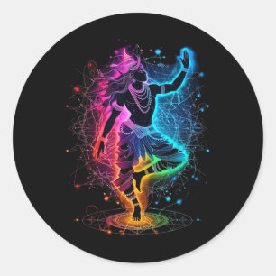 Sticker Rond Dieu hindou spirituel Shiva Danse Tandava Yoga Méd