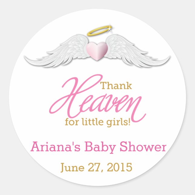 Sticker Rond Dieu merci pour le Baby shower des petites filles (Devant)