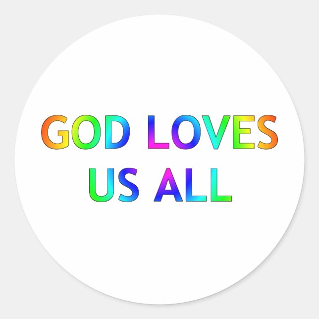 Sticker Rond Dieu nous aime tous (Devant)