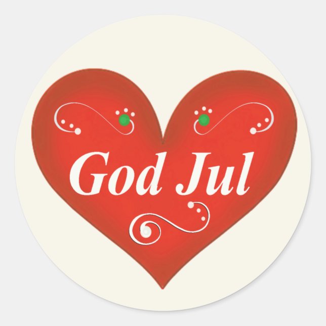 Sticker Rond Dieu scandinave Jul Coeur de Noël (Devant)