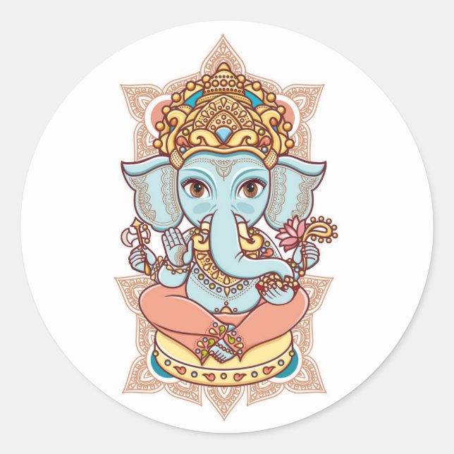 Sticker Rond Dieu Seigneur Ganesh. (Devant)