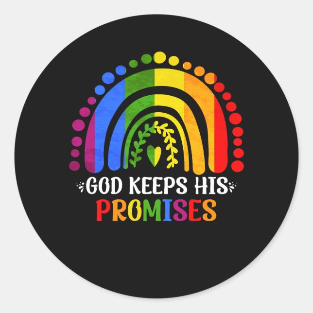 Sticker Rond Dieu tient sa promesse Rainbow Christian Bible Noa (Devant)