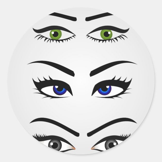 Sticker Rond Différents types d'yeux féminins (Devant)