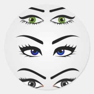 Sticker Rond Différents types d'yeux féminins