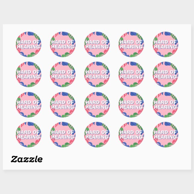 Sticker Rond Difficile d'entendre des Feuilles féministes roses (Feuille)