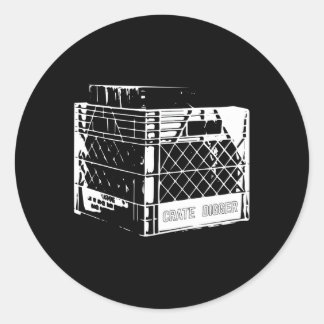 Sticker Rond Digger Crate Avec Crate Plein D'Enregistrements Lp