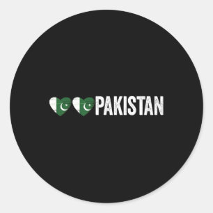 Sticker Rond Dil Pakistan Azadi Moubarak Jour du drapeau cardia