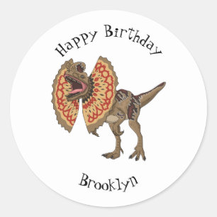 Sticker Rond Dilophosaurus dessin animé