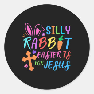 Sticker Rond Dimanche de Pâques - Lapin Silencieux Pâques Est P