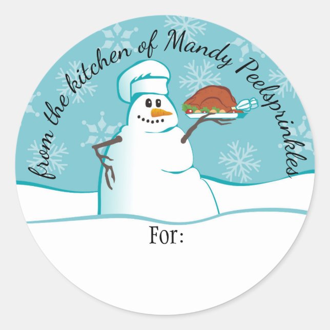 Sticker Rond Dinde du chef Snowman de la cuisine de la nourritu (Devant)