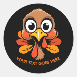Sticker Rond Dindon drôle personnalisé visage de Thanksgiving