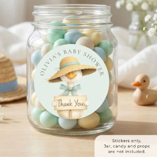 Sticker Rond Dindon mignon et drôle Sage Merci Baby Shower