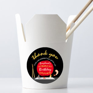 Sticker Rond Dîner d'anniversaire Hibachi Fête Hibachi Merci