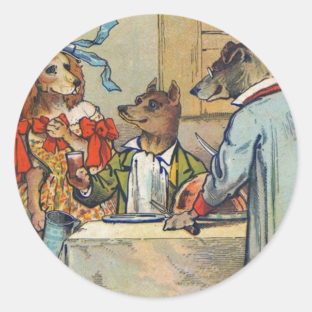 Sticker Rond Dîner de chien victorien Dress Doggy (Devant)
