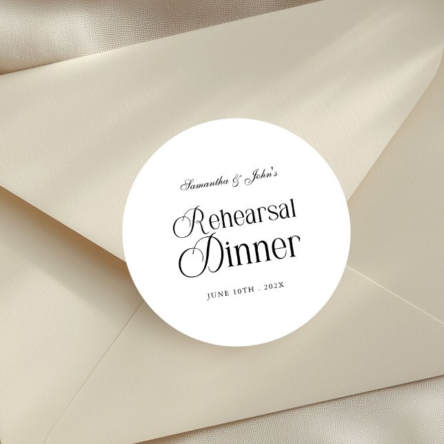 Sticker Rond Dîner de répétition chic moderne (Créateur téléchargé)