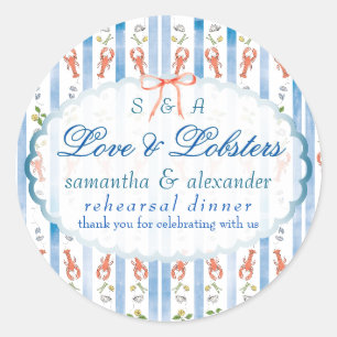 Sticker Rond Dîner de répétition Mariage Love & Lobster Coquett
