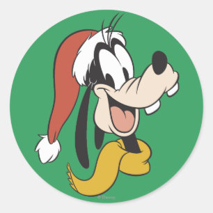 Sticker Rond Dingo avec le chapeau du Père Noël