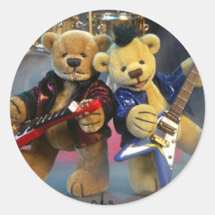 Sticker Rond Dinky Bears Guitare Duet