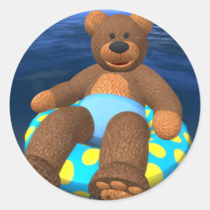 Sticker Rond Dinky Bears Water Fun