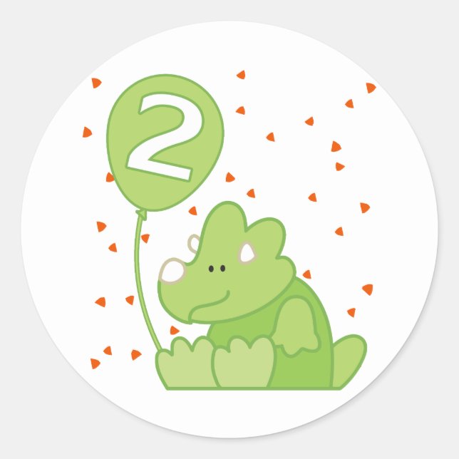 Sticker Rond Dino Baby 2e anniversaire (Devant)
