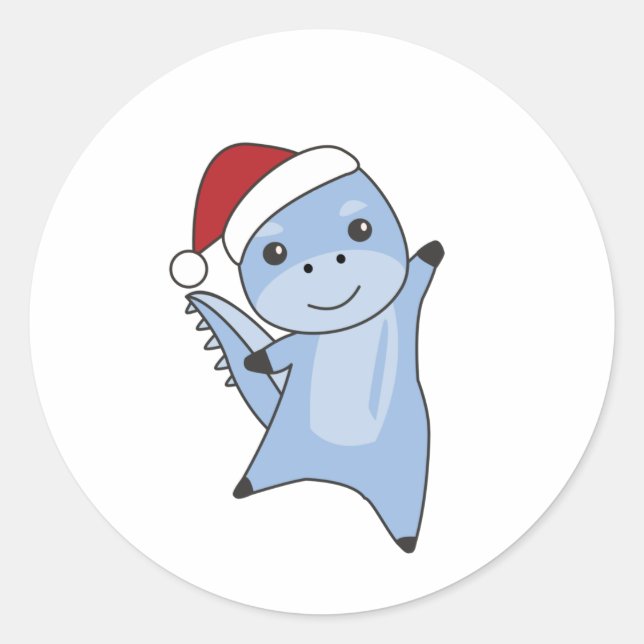 Sticker Rond Dino Christmas Dinos Animaux d'hiver (Devant)
