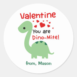 Sticker Rond Dino de la Saint Valentin