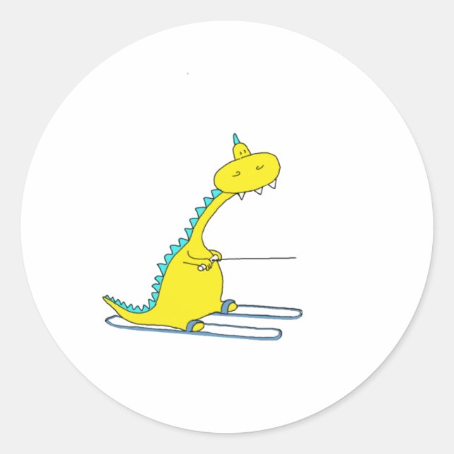 Sticker Rond dino de ski (Devant)