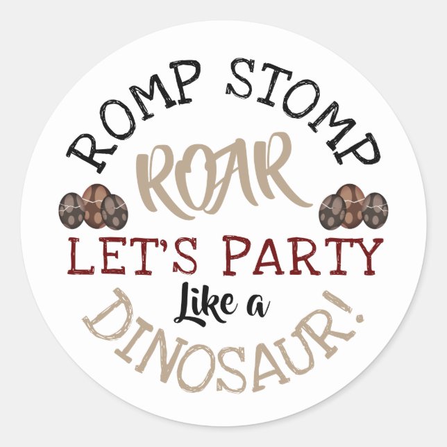 Sticker Rond Dino Eggs, Dinosaure pour enfants fête d'anniversa (Devant)