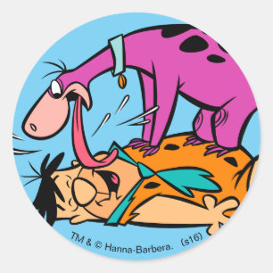 Sticker Rond Dino Licking Fred Flintstone