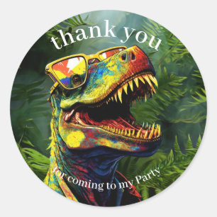 Sticker Rond Dino Merci Jungle