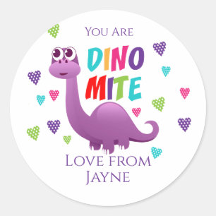 Sticker Rond Dino Mite Dinosaur Valentine