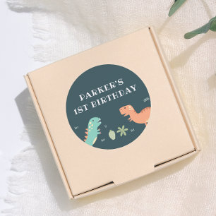 Sticker Rond Dino Party Cute Dinosaures Boy Birthday Party