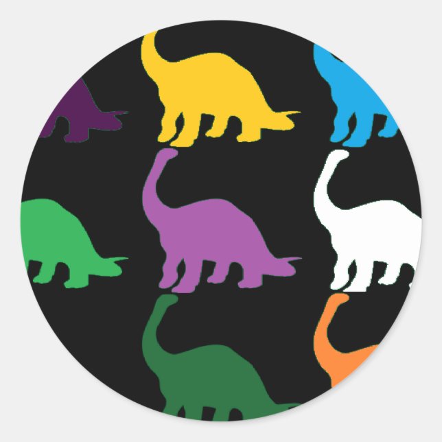 Sticker Rond Dinos colorés (Devant)