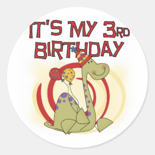 Sticker Rond Dinosaur 3ème Anniversaire Tshirts et cadeaux