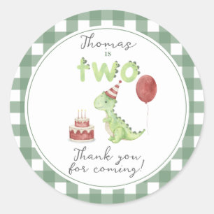 Sticker Rond Dinosaur aquarelle 2ème anniversaire