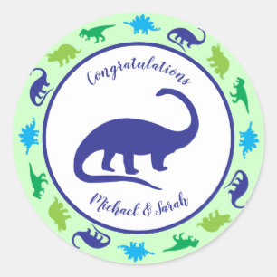 Sticker Rond Dinosaur Baby shower Dino Pink Girl