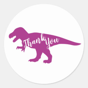 Sticker Rond Dinosaur Baby shower Dino Rose Girl