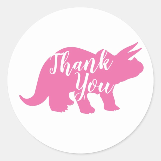 Sticker Rond Dinosaur Baby shower Dino Rose Girl (Devant)