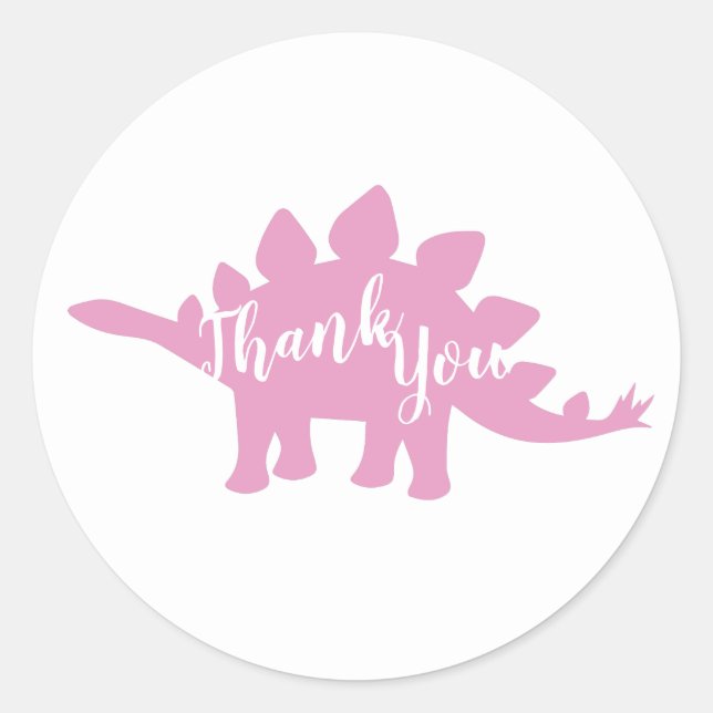 Sticker Rond Dinosaur Baby shower Dino Rose Girl (Devant)