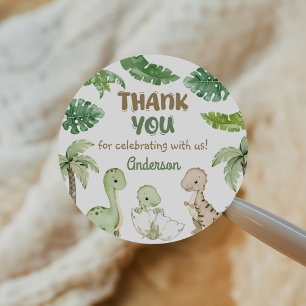 Sticker Rond Dinosaur Boy Green 1er anniversaire