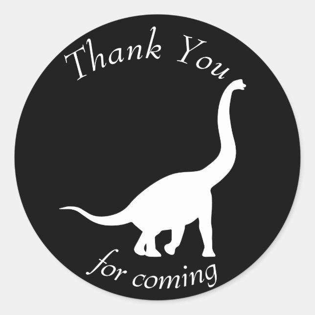 Sticker Rond Dinosaur Brachiosaurus noir et blanc Merci (Devant)