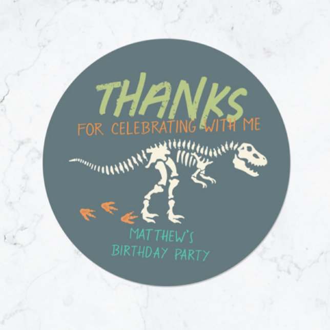 Sticker Rond Dinosaur Creuser Fossil Anniversaire de enfant Mer (Créateur téléchargé)
