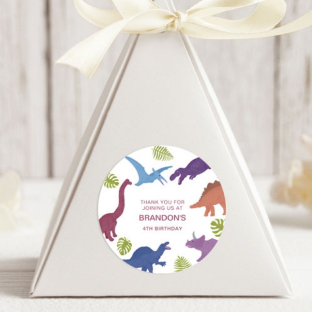 Sticker Rond Dinosaur Cute Dino Enfant Anniversaire Fête Favori (Créateur téléchargé)