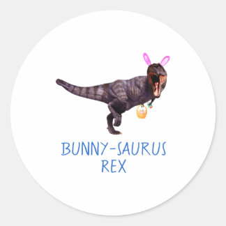 Sticker Rond Dinosaur Easter Bunny T Rex Tyrannosaurus Funny T 