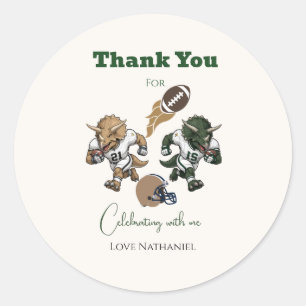 Sticker Rond dinosaur football américain anniversaire 