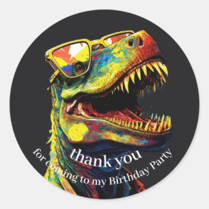 Sticker Rond Dinosaur Joyeux Merci d'anniversaire