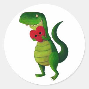 Sticker Rond Dinosaur Love
